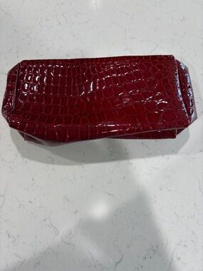 Estee Lauder Glossy Croc-Embossed Red Cosmetic Case